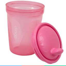Kit 3 Copos de Transição Alimentar Infantil Bebê 6 Meses Livre de Bpa 250ml Rosa Clingo - 6
