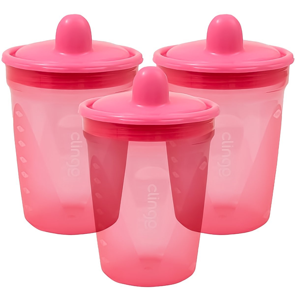 Kit 3 Copos De Transição Alimentar Infantil Bebê 6 Meses Livre De Bpa 250ml Rosa Clingo