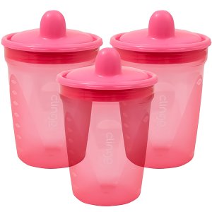Kit 3 Copos de Transição Alimentar Infantil Bebê 6 Meses Livre de Bpa 250ml Rosa Clingo