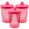 Kit 3 Copos de Transição Alimentar Infantil Bebê 6 Meses Livre de Bpa 250ml Rosa Clingo - 1
