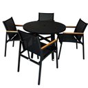 Ver imagem 3 de Conjunto de Mesa Redonda com 4 Cadeiras em Alumínio e Tela Sling Tampo Ripado Hause Preto