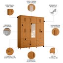Ver imagem 3 de Guarda Roupa Casal 201cm 11 Portas Thony A02 Cinamomo - Mpozenato