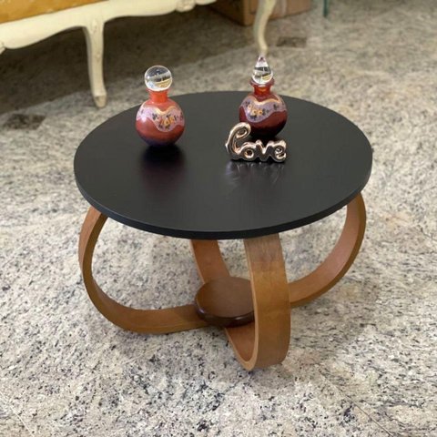 Mesa de Centro e Lateral Pés Cebola 50x35cm Cor Preto