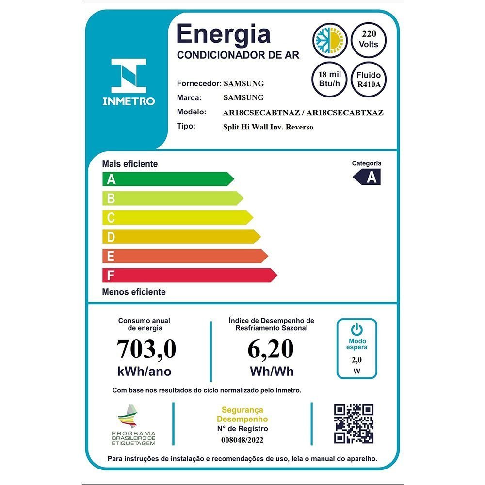 Ar Condicionado Split Inverter Samsung Windfree Connect 18000 Btus Frio 220v Ar18cvfaawknaz - 14