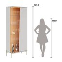 Ver imagem 7 de Cristaleira Sena 2 Portas 3 Prateleiras MDP com LED Off White Matte-Freijó Colibri Móveis