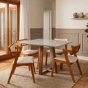 Ver imagem 1 de Conjunto Mesa de Jantar 4 Cadeiras 80cm com Tampo de Vidro