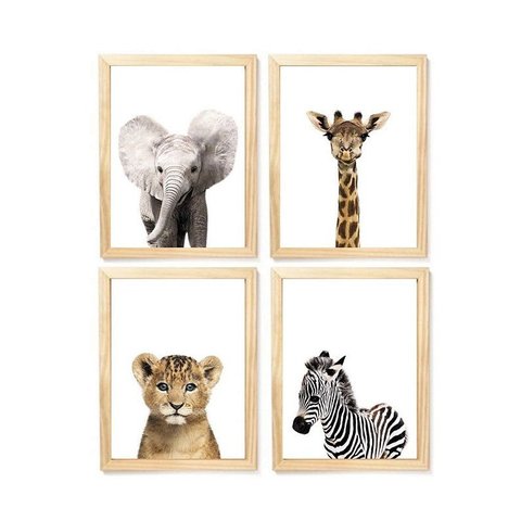 Kit Quadro Decorativo Infantil Safari Real Quarto Criança Bebê Enxoval