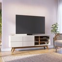 Ver imagem 2 de Rack para Sala Bancada de Tv 70 Pol 180cm Cinthia Off White Matte/freijó C04 - D’Rossi