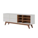 Ver imagem 1 de Rack para Sala Bancada de Tv 70 Pol 180cm Cinthia Off White Matte/freijó C04 - D’Rossi