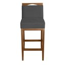 Ver imagem 2 de Kit 2 Banquetas Alta Lyara em Madeira Maciça com Encosto Estofada Marinho Móveis Banqueta Lyara Cinz