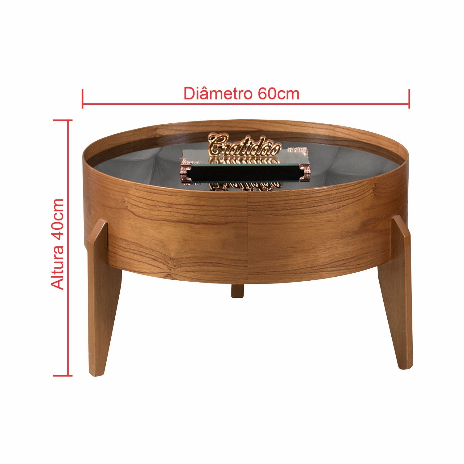 Mesa de Centro Laminada com vidro - Eloá - 60cm - 3