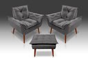 Ver imagem 1 de Kit 2 Poltronas Opala + 1 Puff Opala Suede Cinza Escuro- Tucanos Estofados
