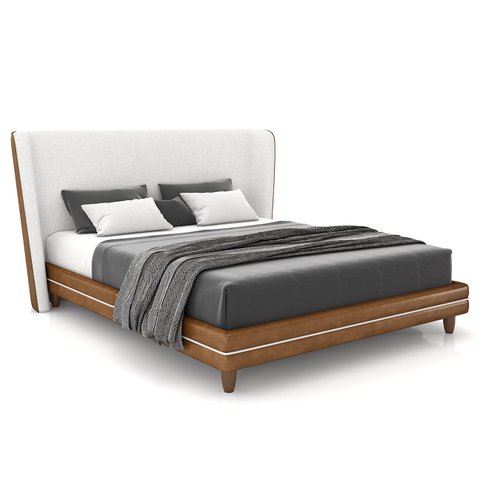 Cama Queen 160cm com Cabeceira Many P02 Bouclê Off/caramelo - Mpozenato