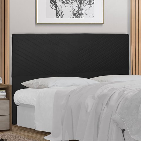 Cabeceira Cama Box Casal Viena 140 Cm Suede Preto - MV Estofados Shop