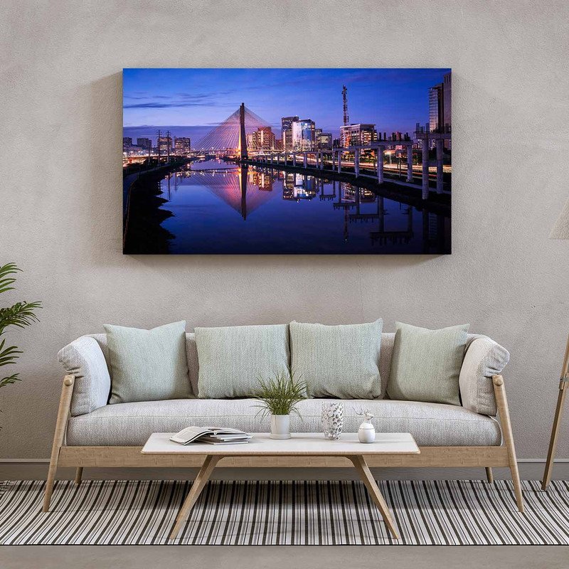 Quadro Decorativo Tela Canvas Urbanismo Blue City - 200x100 Cm - 1