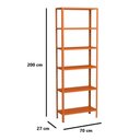 Ver imagem 2 de Estante Aço 6 Prateleiras Livros Cozinha Quarto EAF013 Laranja