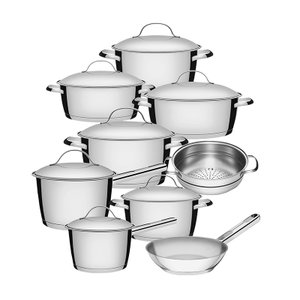 Jogo de Panelas 9 Peças Inox Fundo Triplo Allegra Tramontina