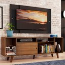Ver imagem 1 de Rack Madesa Cancun e Painel para Tv até 58 Polegadas com Pés - Rustic/preto 5zd8