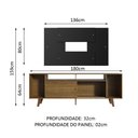 Ver imagem 4 de Rack Madesa Cancun e Painel para Tv até 58 Polegadas com Pés - Rustic/preto 5zd8