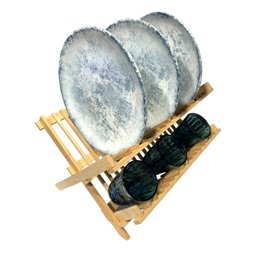 Escorredor Dobrável de Louças Pratos Copos 100% Bambu Grande Casita Escorredor Prato, Escorredor pra - 4