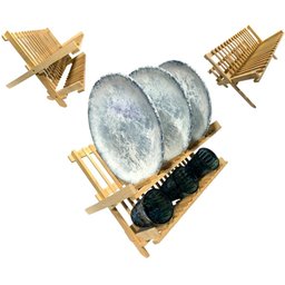 Escorredor Dobrável de Louças Pratos Copos 100% Bambu Grande Casita Escorredor Prato, Escorredor pra - 2