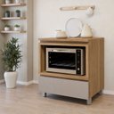 Ver imagem 1 de Balcão Forno 1 Gaveta Rainha 70cm 100% MDF Nesher Cinza/Nature/Greige