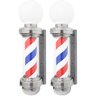 2 Barber Pole Poste Barbearia Giratório Iluminado 75cm com Globo Barbeiro Colorido Megan Cb75 - 1