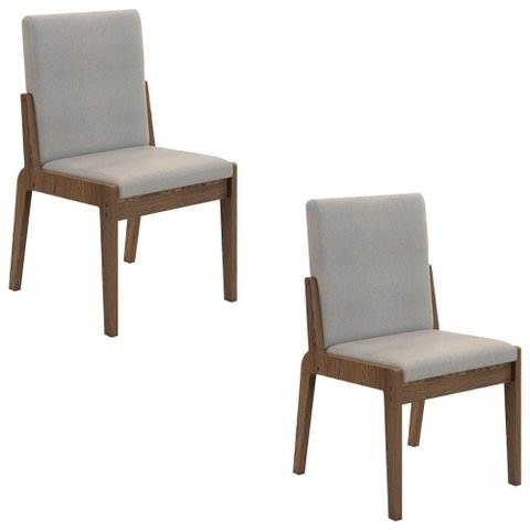 Conjunto de 2 Cadeiras Sinfonia com Estofado em Linho Carvalho/cinza