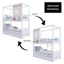 Ver imagem 5 de Treliche Infantil Casinha Reta com Grade Removível Madeira Maciça Branco/ Rosa Megamobilia