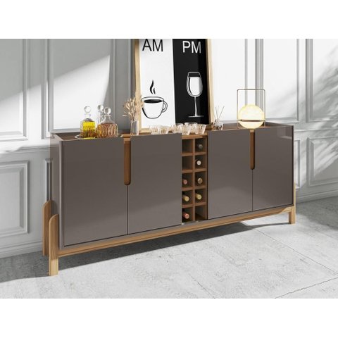 Buffet 4 Portas C/ Prateleiras Luna 1,90 Cinza Perola/cedro