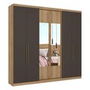 Ver imagem 1 de Guarda Roupa Casal Passione Ultra Glass 6 Portas Capuccino Cacau e Cômoda Gaveteiro Condessa Cappucc