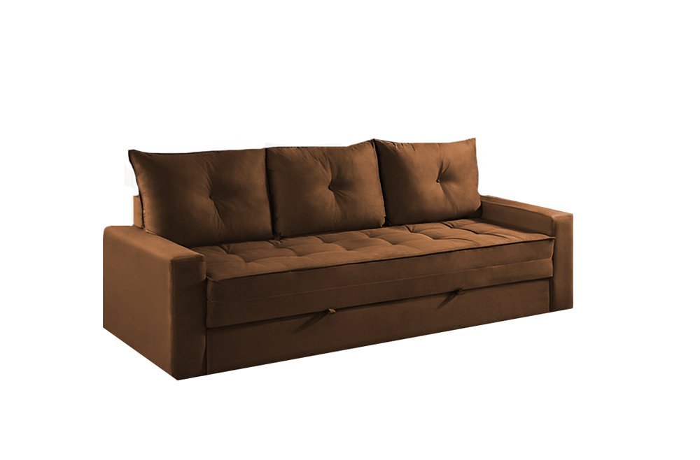 Sofá Cama 3 Lugares Fendi em Veludo 2,16m Lacoo | MadeiraMadeira