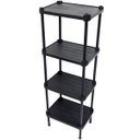 Ver imagem 2 de 2 Estantes de Plástico Modular Multiuso 4 Prateleiras 1 Torre Preta Montável 52 Kg Qualyplas