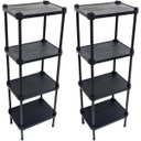 Ver imagem 1 de 2 Estantes de Plástico Modular Multiuso 4 Prateleiras 1 Torre Preta Montável 52 Kg Qualyplas