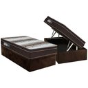 Ver imagem 1 de Cama Box Baú Solteiro: Colchão Ortopédico Ortobom Light + Base Crc Suede Brown(88x188)