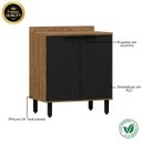 Ver imagem 3 de Modulo de Cozinha Balcão de Pia 80cm 2 Portas Freijó/nero