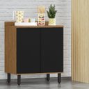 Ver imagem 1 de Modulo de Cozinha Balcão de Pia 80cm 2 Portas Freijó/nero
