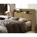 Ver imagem 1 de Cabeceira Box Casal Jessica com 2 Portas Nicho e Prateleira Moderna para Quarto Nature