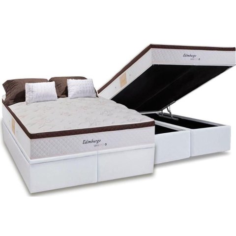 Cama Box Baú King: Colchão Molas Masterpocket Ensacadas Herval Maxspring Edimburgo + Base Crc