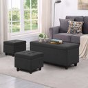 Ver imagem 1 de Kit Recamier Madri 1,20m + 2 Puff Suede Preto - Inova Decor Inova Decorações Kit Madri