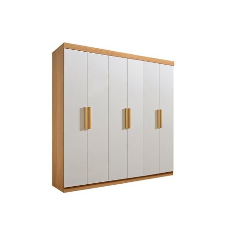 Guarda Roupa Casal Colibri 6 Portas 6 Gavetas com Pés - D Doro Cinamomo/off White