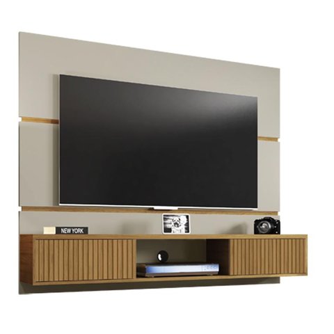 Painel Tv Âmbar 2 Portas Off White/cinamomo/ripado - Bechara