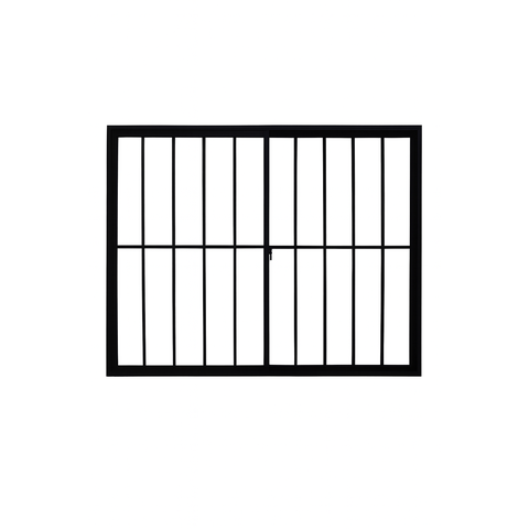 Vitrô 2 Folhas de Correr Aluminio Preto com Grade 1,00x1,00