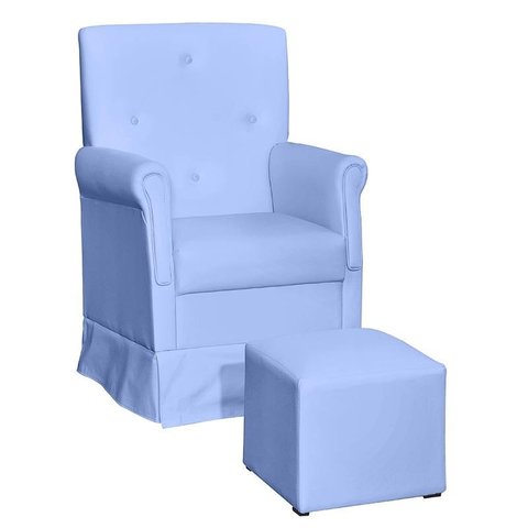 Poltrona de Amamentação Suzi com Balanço e Puff Corino Azul - Phoenix Baby