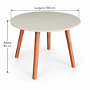 Ver imagem 3 de Mesa 4 Lugares Redonda Off White Minimalista Madeira e Vidro