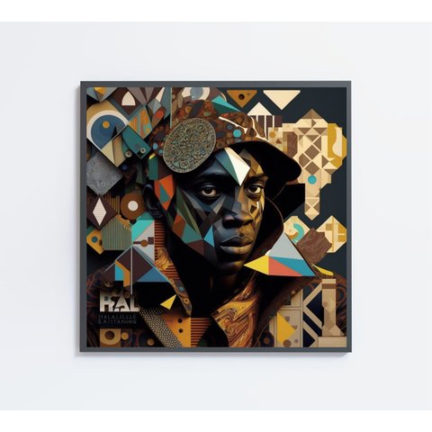 Quadro Decorativo Ilustração Afro Ii Decor&quadros Art031 60x60 Cm Adesivo Fotográfico
