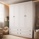 Ver imagem 1 de Guarda-Roupa Infantil 4 Portas 4 Gavetas Branco Americano Yescasa