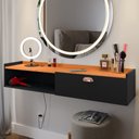 Ver imagem 4 de Penteadeira Camarim Decor Suspensa Mesa Bancada Cantinho Maquiagem Porta Nicho Decoração Quarto