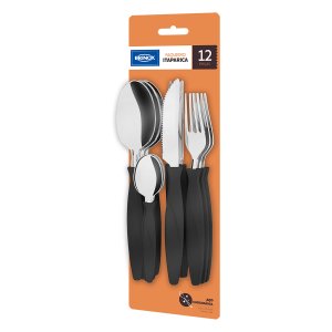 Faqueiro Talheres Itaparica Lâminas aço inox 12 pçs Brinox Preto