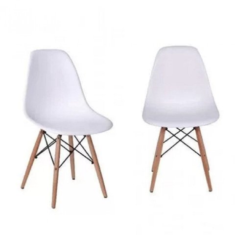 Kit 2 Cadeiras Base Madeira Dkr Eames Branco